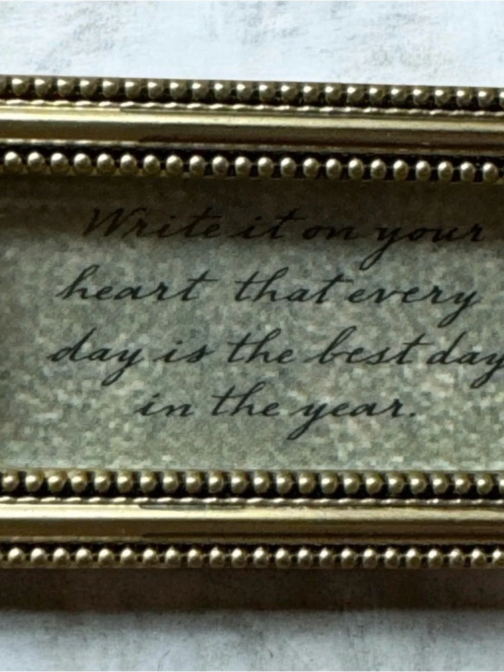 Gold-Tone Pearl Frame Bracelet with Script Insert